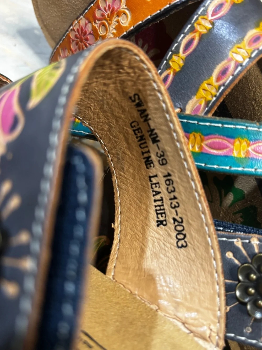 NWOB [L'Artiste] Slip On < Swan > Open Toe Platform Slide Leather Wedges | 8.5 - Picture 5 of 13
